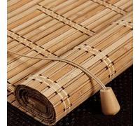 Customizable Natural Bamboo Roller Blinds Retro Roman Blackout Shades Anti UV Dustproof Sun Shade Curtains for Indoor Outdoor & Garden Use