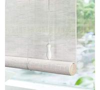 Customizable Natural Bamboo Window Roller Blind Outdoor Sunshade Heat Insulation Roman Curtains Privacy Door Curtain Adjustable Shutter with Lifter White 60x120cm