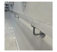 Customizable Non-Slip Transparent Acrylic Stair - 2-20 ft Safety Railing for Indoor/Outdoor Use (Silver Brackets 400cm) - Stylish Easy to Install