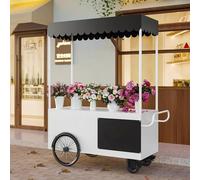 Customizable Outdoor Vendor Cart 70.9in Galvanized Steel Mobile Vending Machine Weatherproof Perfect for Markets Fairs Festivals & Events White Color