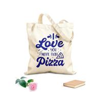 Customizable pattern canvas bags i love you more than pizza about pizza typography lettering quotes 340g/m² thick fabric Matches clothing