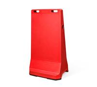 Customizable Pavement Sign Road Barrier | Red Safety Warning Stand with Printable Panels | Portable Floor Sign with Chain Holes & Top Socket for Construction, Parking & Public Areas