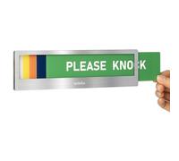 Customizable Privacy Sign for Office Door - Slider Status Indicator with Swappable Magnetic Messages: Do Not Disturb, Welcome, Back Soon & Write-on Blank Plate - Silver