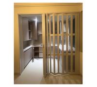 Customizable PVC Folding Accordion Door for Kitchen, No Lower Rail with Handle & Acrylic Glass, Includes Hardware Kits