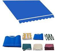 Customizable Retractable Patio Awning Replacement Fabric - Waterproof Canvas Sun Shade Cover for Outdoor Shelter 8x11ft & 16x10ft Ideal for Restaurants and Shops Blue