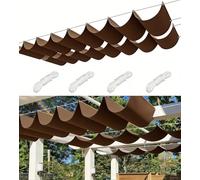Customizable Retractable Wave Sail - Adjustable UV Protection Canopy with Grommets & Cord, Waterproof for Garden, Patio, Balcony, Terrace - 2.2x8M Dark Green