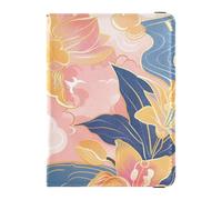 Customizable Rich Chinese Watercolor Flowers Leather Passport and Vaccine Card Wallet Combo Travel Passport Wallet With Vaccination Card Slot Document Organizer Holder Accessories Lightweight, Rich