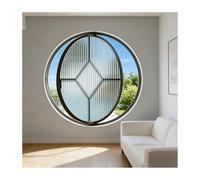 Customizable Round Metal Window with Handles 30.3" Privacy s for Ventilat & Lighting Black h Ideal for Home & Office Use