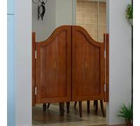 Customizable Rustic Wooden Cafe Saloon Doors - Swinging Half-Waist Entryway for Kitchen & Bar, Farmhouse Hinged Design, Vintage Brown Finish (W100cm x H107cm)