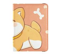 Customizable Shiba Inu Bone Dog Orange Leather Passport and Vaccine Card Wallet Combo Wallet Combo Cute Passport Book Ultra Slim, Shiba inu bone dog orange, One Size