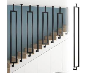 Customizable Side-Mounted Stair Railing with Black Spindles for Attics Basements Stores and Hotels - 24.4in Length for Slope Stairs (Black)