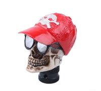 Customizable Skull Shift Knob with 3 Hoses for Manual Gear Shifting Elegant Car Interior Upgrade (Red)
