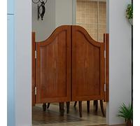 Customizable Solid Wood Cafe Swinging Doors Retro Brown Saloon Bar Door with Hinges Farmhouse Style Kitchen Entrance 49.2"x42" Western Half-Waist Design