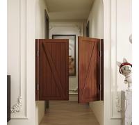 Customizable Solid Wood Swinging Cafe Doors with Stainless Steel Hinges - Elegant Retro Devise(Brown,85x80cm)