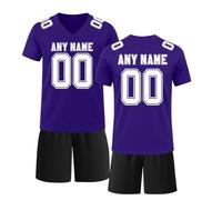 Customizable Sports Team Jersey Set with Personalized Name & Number, Breathable Men's Soccer Uniform Set with Short Sleeve Jersey and Shorts for Men Women Youth Kids