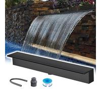 Customizable Stainless Steel Waterfall Spillway for Backyard Pools, 45in Black/Silver Wall Waterfalls with Easy Install Accessories - Perfect for Pond & Pool Decor