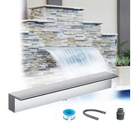 Customizable Stainless Steel Waterfall Spillway for Ponds, Pools, Spas & Gardens - Elegant Recessed Wall Feature with Complete Fittings for Backyard & Patio Decor