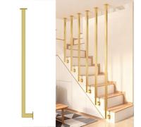 Customizable Stairway Steps Balustrades, Floor to Ceiling Mounted Stair Railing with Screws Kit L-Type Bannister Guardrail Non-Slip Safety Guardrail for Indoor Outdoor(Gold,3FT)