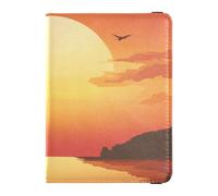 Customizable Sunset River Orange Pattern Leather Passport Holder Cover Wallet Travel Documents Organizer Protector Passport Cover with RFID Blocking Lightweight, sunset river orange pattern, One Size