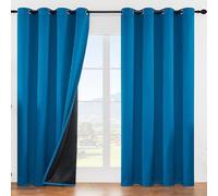 Customizable Thermal Insulated Blackout Curtains 2 Pieces Reduces Light Perfect for Balconies Dining Rooms Bedrooms Blue 59x90in 150x230cm
