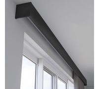 Customizable Three-in-One Metal ain Rail Track & Valance - Ceiling/Wall Mount for Living Room & Bedroom - Black 2m (6.6 ft) - Perfect Window Treatment Solut