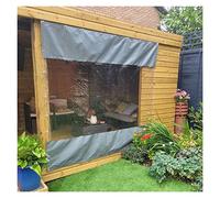 Customizable Waterproof PVC Pergola Side Panels - Transparent Tarpaulin Curtains for All Seasons, Universal Fit, 7.5x3m, Gray & Clear Outdoor Cover