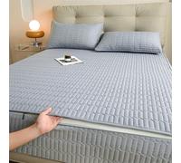 Customizable Waterproof Quilted Mattress Protector - Breathable Dustproof Washable Fitted Sheet for King/Queen/Double Beds - Dark Blue 200x220cm 21cm Depth