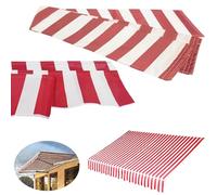 Customizable Waterproof Retractable Awning Fabric Replacement Material 4x1.5m Red & White Polyester Canopy for Camping Garden Patio - No Aluminum Frame Needed