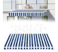 Customizable Waterproof Retractable Awning Fabric Replacement UVResistant Patio Shade for Courtyard & Balcony Manual Sun Shelter Blue White Stripes (19.6x9.8ft)