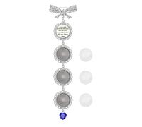 Customizable Wedding Photo Brooch Charm with Rhinestones Bowknot Blue Heart Pendant for Bridal Bouquet Souvenir Memorial Accessory