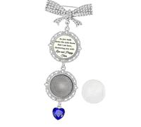 Customizable Wedding Photo Brooch Charm with Rhinestones Bowknot Blue Heart Pendant for Bridal Bouquet Souvenir Memorial Accessory