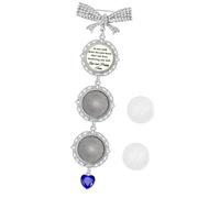 Customizable Wedding Photo Brooch Charm with Rhinestones Bowknot Blue Heart Pendant for Bridal Bouquet Souvenir Stylish Wedding Bouquet Photo Charm