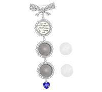 Customizable Wedding Photo Brooch Charm with Rhinestones Bowknot Blue Heart Pendant for Bridal Bouquet Souvenir Photo Brooch with Blue Rhinestones Bowknot