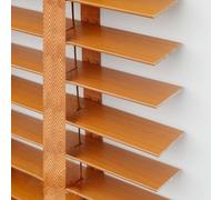 Customizable Wooden Venetian Blinds - Horizontal Multicolor Window Shades, Easy to Install, Sizes 25-160cm, Ideal Home Decor Solution (Brownish Yellow)