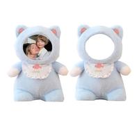 Customizable Your Face Photo Plush Toy,Personalised Bear Plush Add Photo Face Doll,Gifts for Dads, Moms, Kids, Boyfriends and Girlfriends (Sky Blue)