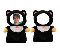 Customizable Your Face Photo Plush Toy,Personalised Bear Plush Add Photo Face Doll,Gifts for Dads, Moms, Kids, Boyfriends and Girlfriends (Black)