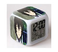 (Customization based on provided images, 3-battery model) Bungo Stray Dogs Color-Changing Seven-Color Alarm Clock Square Clock Creative Alarm Clock