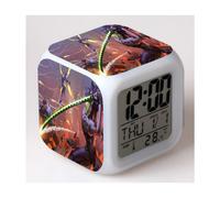 (Customization based on provided images, 3-battery model) Overwatch Color-Changing Seven-Color Alarm Clock Square Clock Creative Alarm Clock