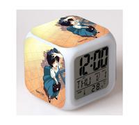 (Customization based on provided images, 3-battery model) Ranma Color Changing Seven-Color Alarm Clock Square Clock Creative Alarm Clock