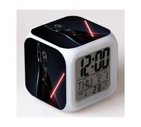 (Customization based on provided images, 3-battery model) Star Wars Color-Changing Seven-Color Alarm Clock Square Clock Creative Alarm Clock