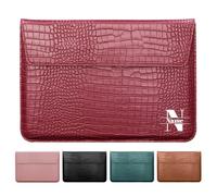 Customize 11-12 inch Laptop Sleeve for MacBook A1534 A1931 A1370 A1465 with Stand Personalized Initials Name PU Leather Briefcase Carrying Computer Bag Case Shockproof Protective Cover Crocodile