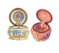 Customize Classical Carousel Horse Music Box LED Lights Personalized Text and Music,Twinkling Resin Carved Collectible Mechanical Musical Box