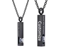 Customize Cremation Jewelry for Ashes - Crystal Birthstone Cube Pendant Urn Necklace Personalized Necklaces Engraved Names - With Me Always