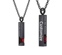 Customize Cremation Jewelry for Ashes - Crystal Birthstone Cube Pendant Urn Necklace Personalized Necklaces Engraved Names - With Me Always