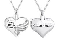 Customize Cremation Jewelry - Heart Cremation Jewelry Urn Necklace Pendant for Human - A piece of my heart Lives in heaven Personalized Necklaces Engraved Names