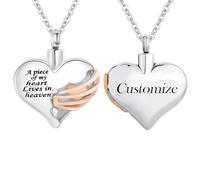 Customize Cremation Jewelry - Heart Cremation Jewelry Urn Necklace Pendant for Human - A piece of my heart Lives in heaven Personalized Necklaces Engraved Names