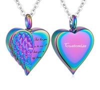 Customize Cremation Jewelry - Heart Urn Necklace Ashes Jewelry for Women Men - God has you in his arms I have you in my heart - Personalized Necklaces Engraved Names