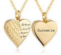 Customize Cremation Jewelry - Heart Urn Necklace Ashes Jewelry for Women Men - God has you in his arms I have you in my heart - Personalized Necklaces Engraved Names
