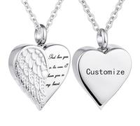 Customize Cremation Jewelry - Heart Urn Necklace Ashes Jewelry for Women Men - God has you in his arms I have you in my heart - Personalized Necklaces Engraved Names