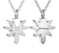 Customize Cremation Jewelry - Marijuana Leaves Urn Necklace for Ashes Stainless Steel Cremation Jewelry Memorial Necklace Human Ashes Keepsake Pendant Personalized Necklaces Engraved Names